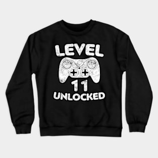 Level 11 Unlocked  11th Video Gamer Birthday Crewneck Sweatshirt